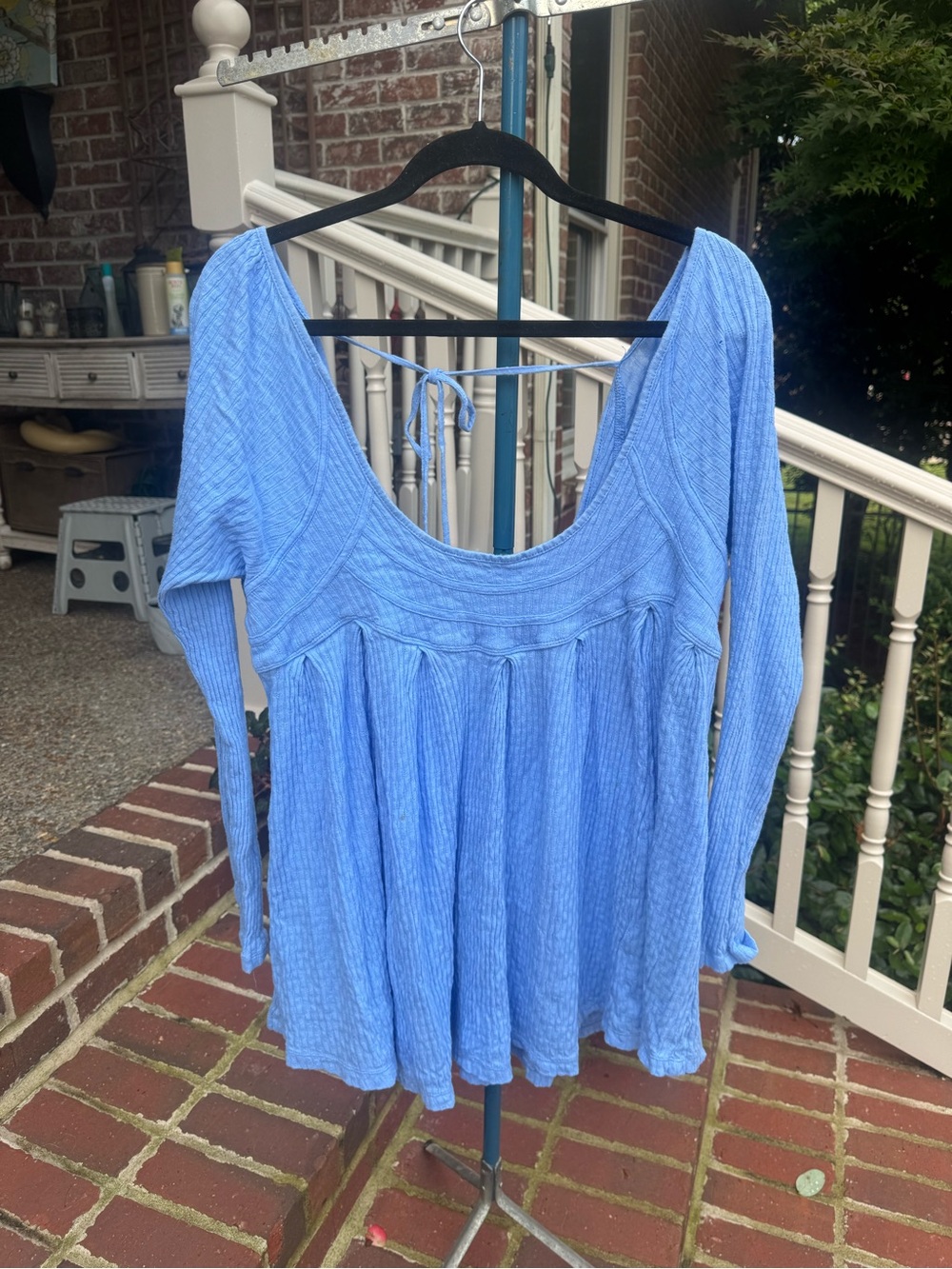 Free People Light Blue Long-Sleeve Mini Dress